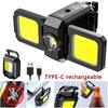 Mini-Taschenlampe, Schlüsselanhänger-Licht, COB-Arbeitslicht, wiederaufladbare USB-Lampe mit um 90° faltbaren Seitenlichtern, superhelle tragbare Laternen