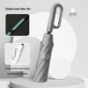 Fully Automatic Black Folding Umbrella - Three-Fold Design with Eight Ribs, Black Glue Coating for Sun and Rain Protection, Portable for Commuting.