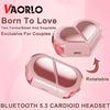 Pink Heart Wireless Earbuds for Girls Cute Small Earphones Hifi Stereo Sound Bluetooth Headsets Touch Control Gaming Handphones