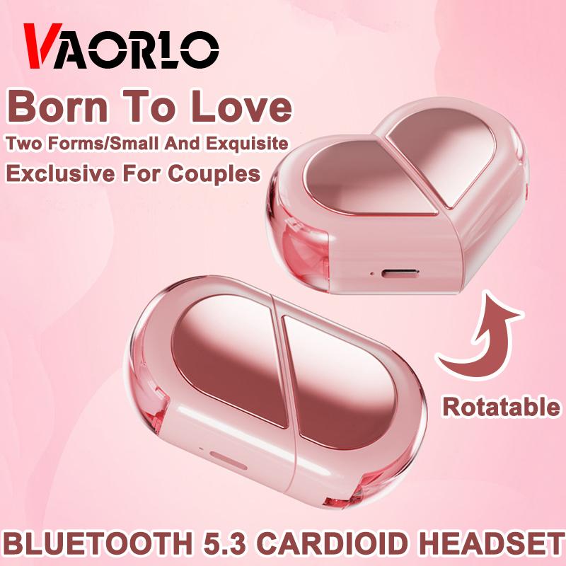Pink Heart Wireless Earbuds for Girls Cute Small Earphones Hifi Stereo Sound Bluetooth Headsets Touch Control Gaming Handphones