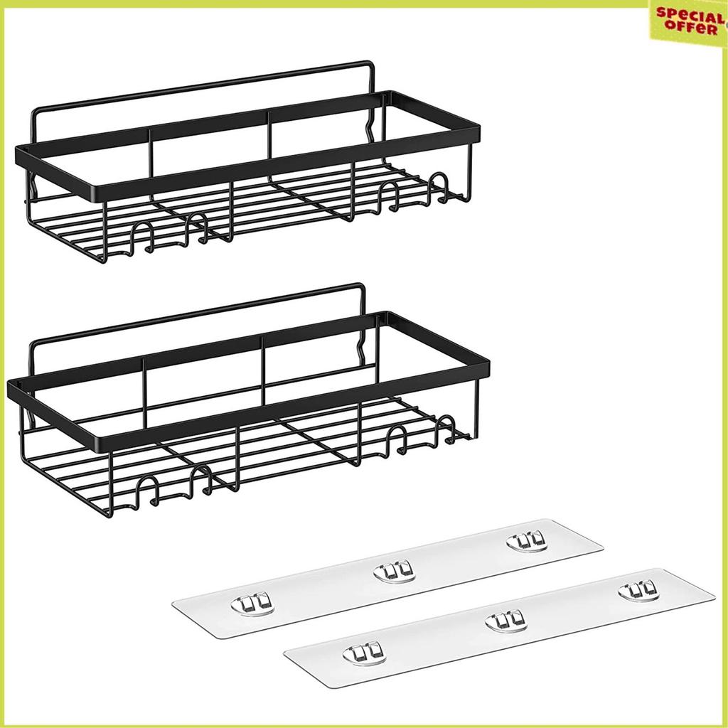 A34R Shower Caddy Shelf Organizer Rack(2Pack), Bathroom Accessories Basket Shelves With Hooks, Wall Mount Shower Storage