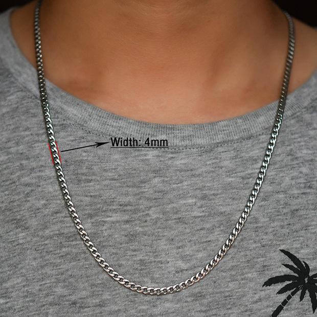 10 PCS Men's Necklace Round Link Cuban Chain Silver Stainless Steel Choker Punk Boy Women Jewelry Accessory Gift