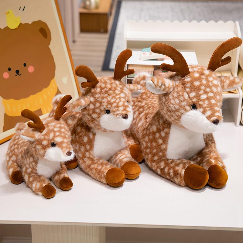 15-36cm New Realistic Deer Plush Toy Pillow Simulation Sika Deer Animal Model Doll Birthday Holiday Gift Kawaii Room Decoration