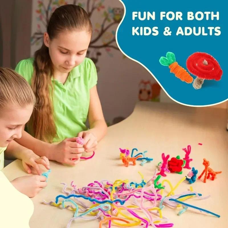 Wholesale Colorful Chenille Stems Pipe Cleaners Plush Tinsel Stem Wired Sticks Twist Stick Hair Strip DIY Craft Educational Toys