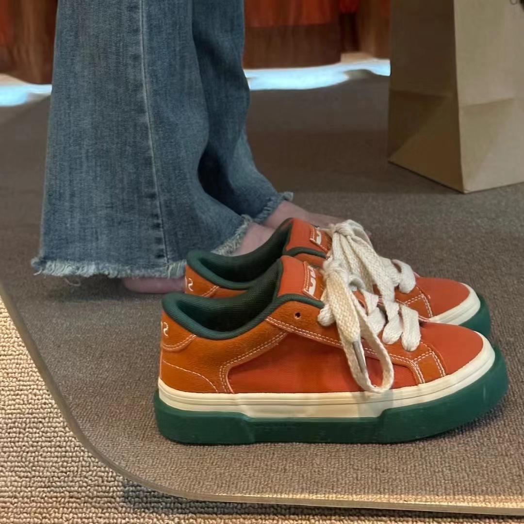 

Новые женские парусиновые туфли весна-осень ретро мода повседневная обувь низкие кроссовки на шнуровке студенческие кроссовки на плоской подошве для бега 40 оранжевый