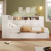 (=WX000707AAK-1) Daybed, 90x200cm(90x190cm), children's bed, without mattress, with pull-out bed, sofa bed with storage compartment with USB, white