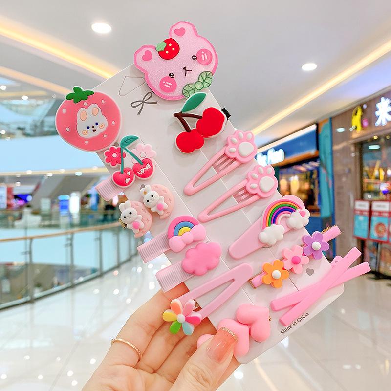 Set of 50 Pink Cute Hair Clips – Sweet Girly Bangs Clips, Japanese Cartoon Hair Accessories