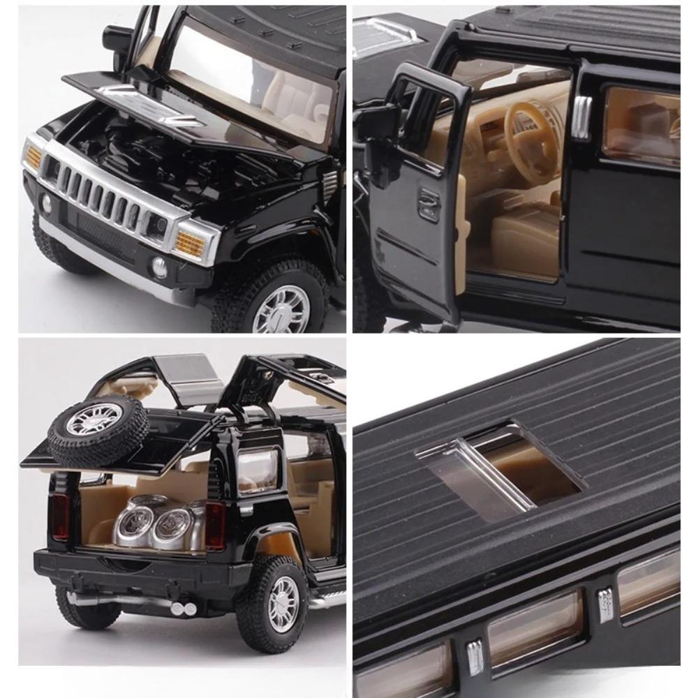 1/32 zliatinový Hummer H2 predĺžená limuzína kovový odliatok model auta zvuk a svetlo naťahovacie detské hračkárske vozidlá darček
