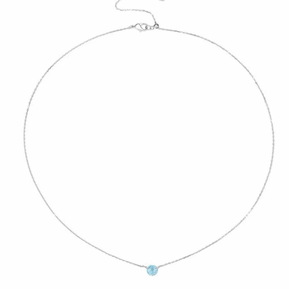 Blue Zircon Necklace Fashion Claw Set Firework Cut Luxury Diamond Collarbone Chain for Women Stylish Jewelry