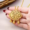 Vietnamese Sand Gold Ruyi Lock Necklace with Dragon & Phoenix Design