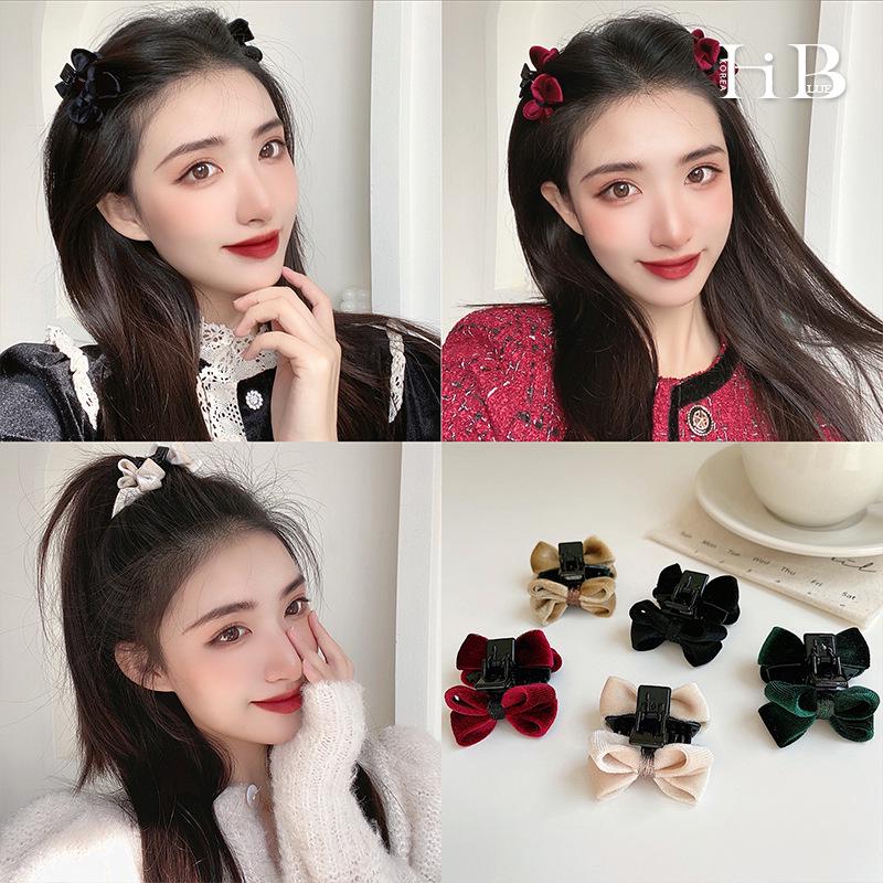 

Korean Velvet Bow Hair Clip for Women - Autumn/Winter Princess Style