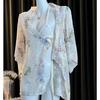 Elegant Japanese Chiffon Kimono Nightgown with Bow Embroidery