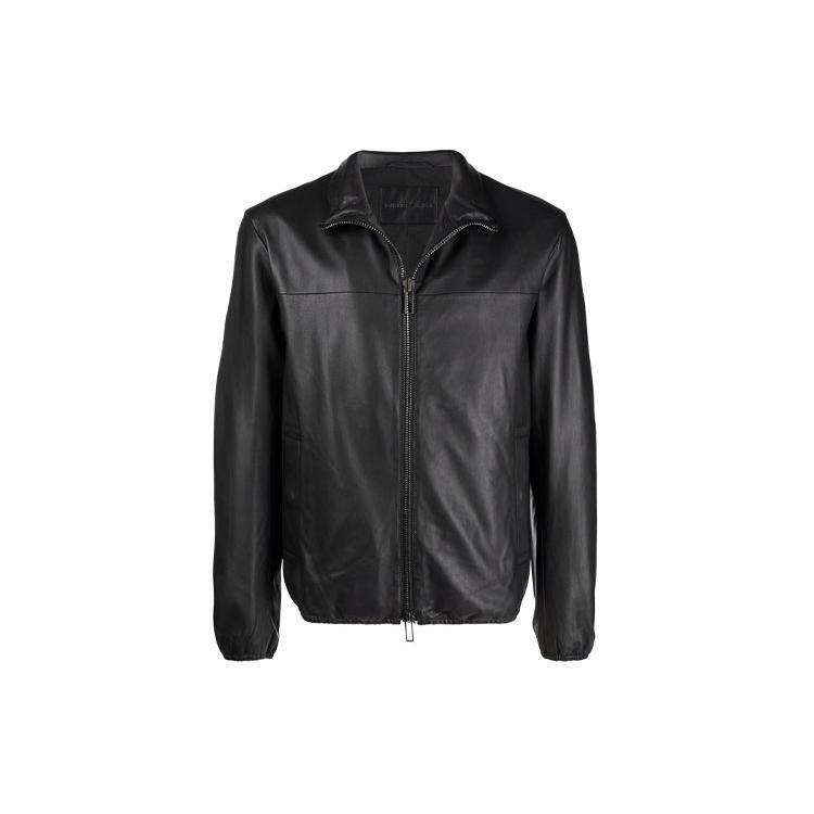 EMPORIO ARMANI Leather Jacket Men`s Black