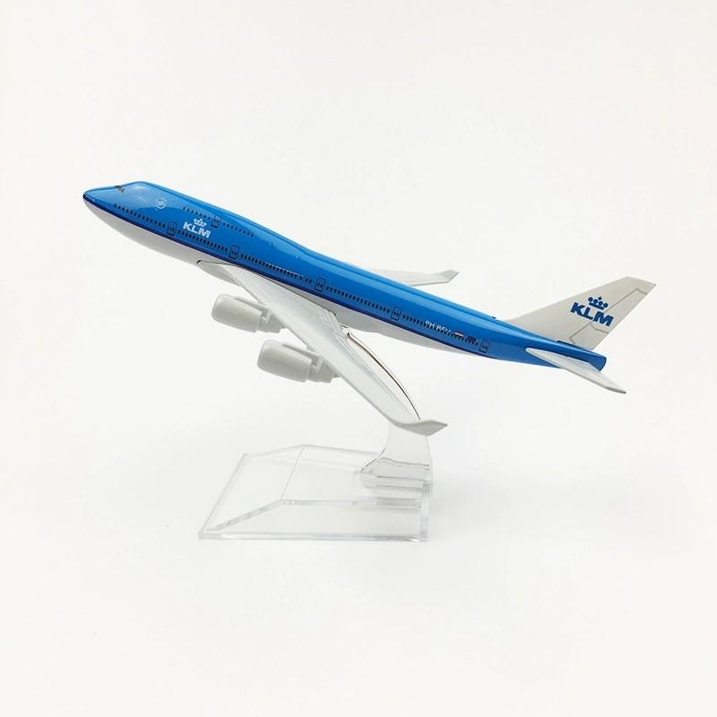 KLM Airways 1:400 Scale 16cm B747 Diecast Alloy Aircraft Model Collectible Display with Airplane Base Ornaments