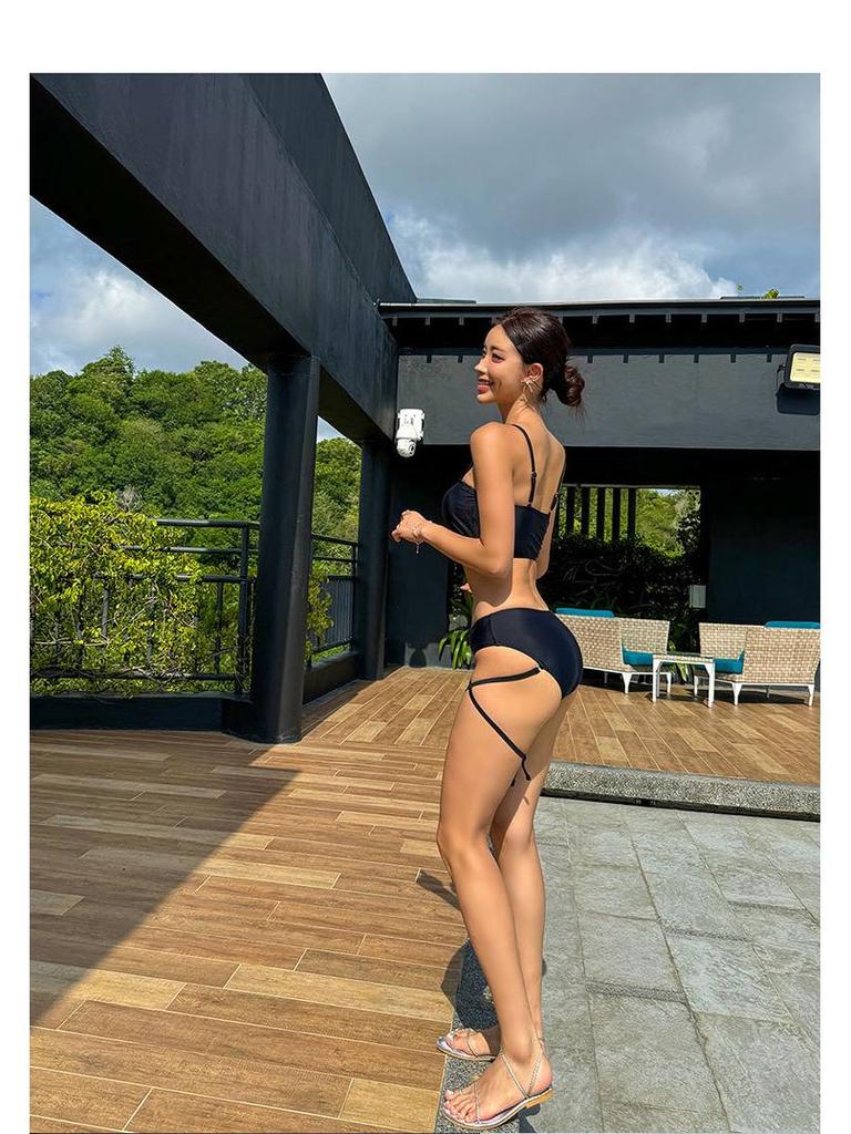 Korean Retro Bandeau Camisole Swimsuit for Women