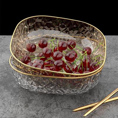 Diamond Pattern Fruit Snack Tray with Gold Rim
