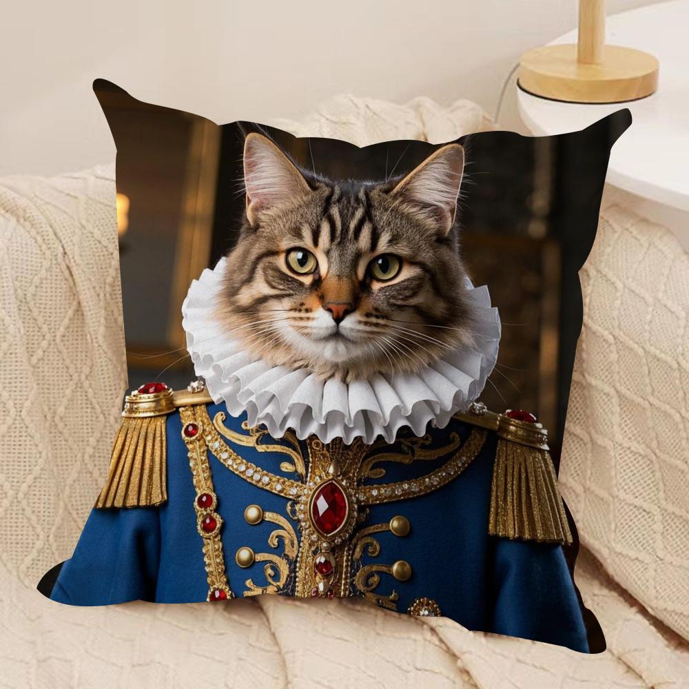 Maine Coon Katze Kissenbezug Seidiger Kurzer Plüsch Sofakissenbezug Versteckter Reißverschluss Weiche Staubdichte Hülle für Heimdekoration