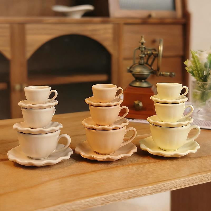 2Pcs Mini Cup Drinks Model Toys Miniature Dollhouse Dessert Latte Coffee Mug Dish Set Doll Accessories Kids Gift