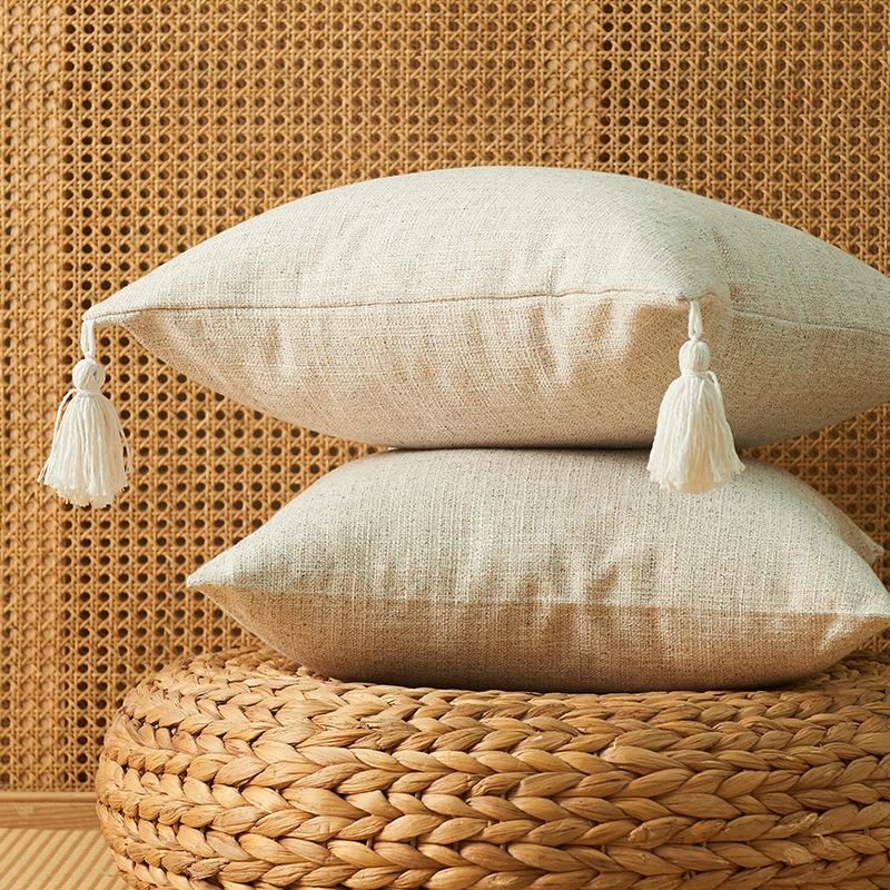 45x45cm Textured Throw Decorative Pillow Covers Square Accent Solid Cushion Cover Cozy Farmhouse Linen Pillow Case with Zipper