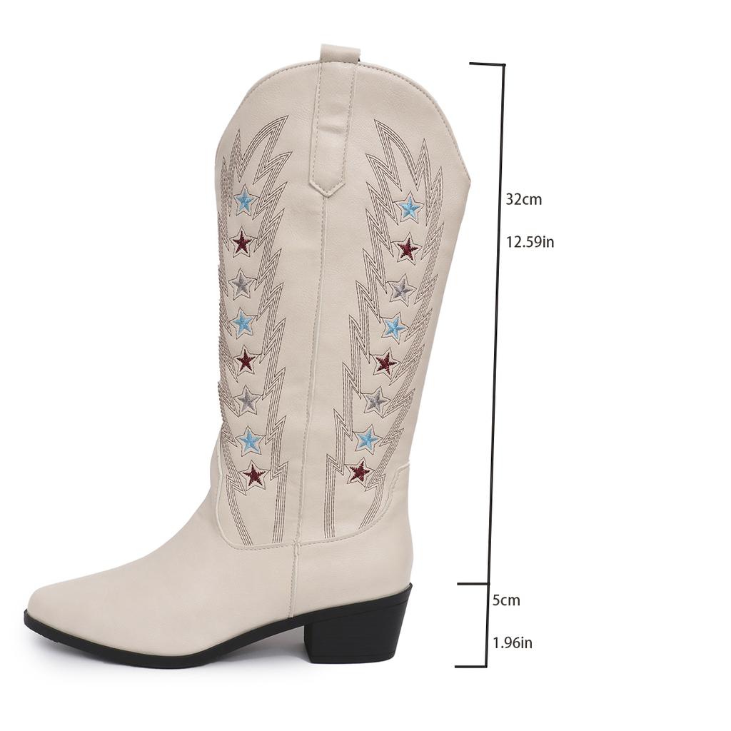 New Popular Retro Embroidered Western Cowgirl Boots Women's Autumn Winter Large Size Rough Heel Knight Boot Over Knee Long Boots