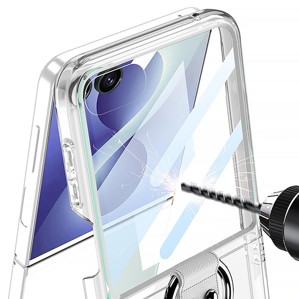 Samsung Z Flip8 Transparente Faltbare Handyhülle mit Fingerring - Frische PC-Schutzhülle