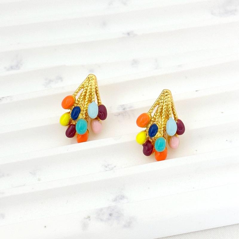 Spring Design Earrings Color Balloon Drip Glaze Stud Earrings Premium Light Luxury Earrings