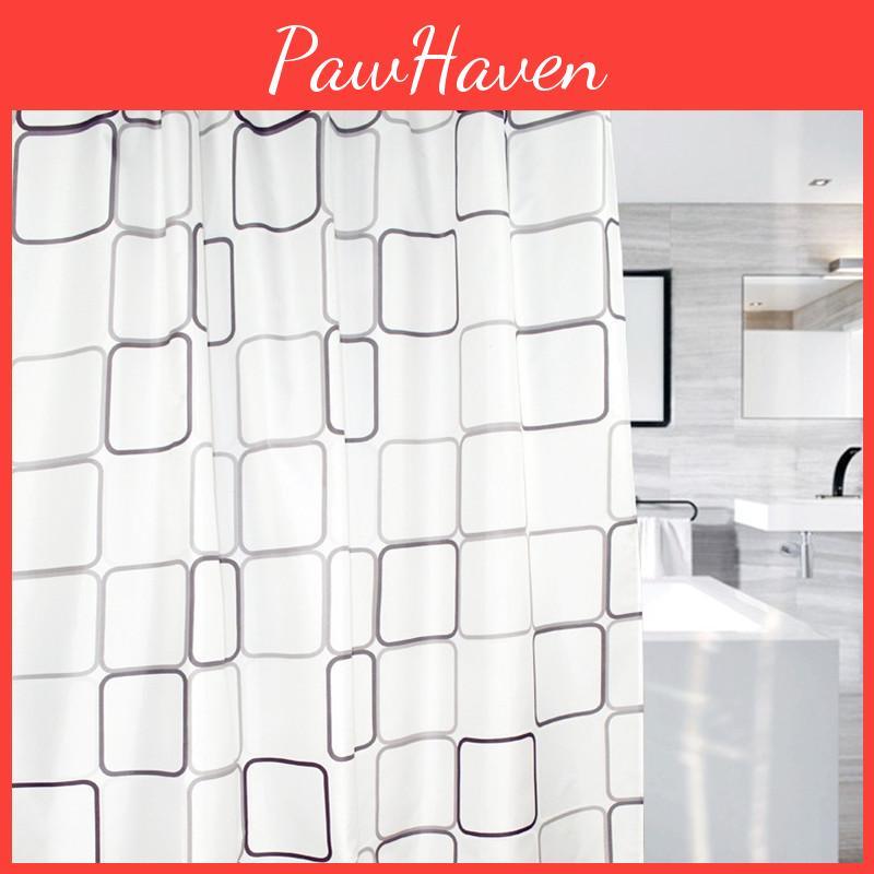 Square Plaid Shower Curtain With Hooks Waterproof And Durable Bathroom Cover For Stylish Decor