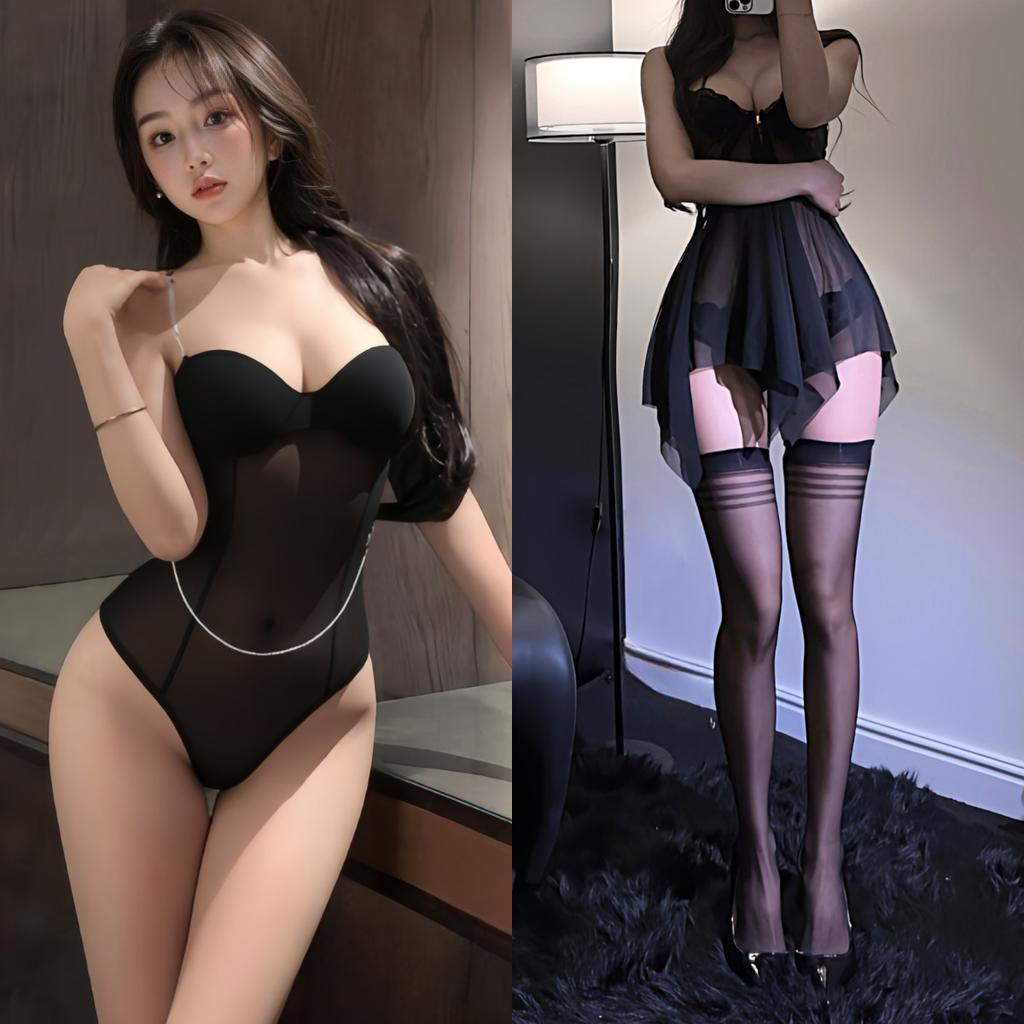 Sexy lingerie small breasts show big sexy one-piece uniform bed flirting open file free pure desire temptation passion suit