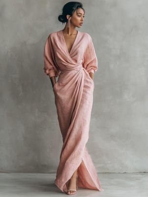 Vestido de mujer con escote en V y cintura ajustada - Estilo primavera-verano para vacaciones
