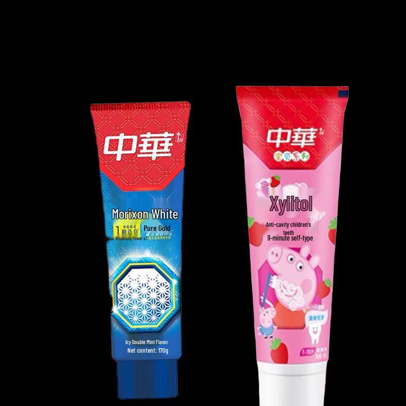 Zhonghua Ice Crystal Mint Adult & Strawberry Kids Toothpaste Bundle