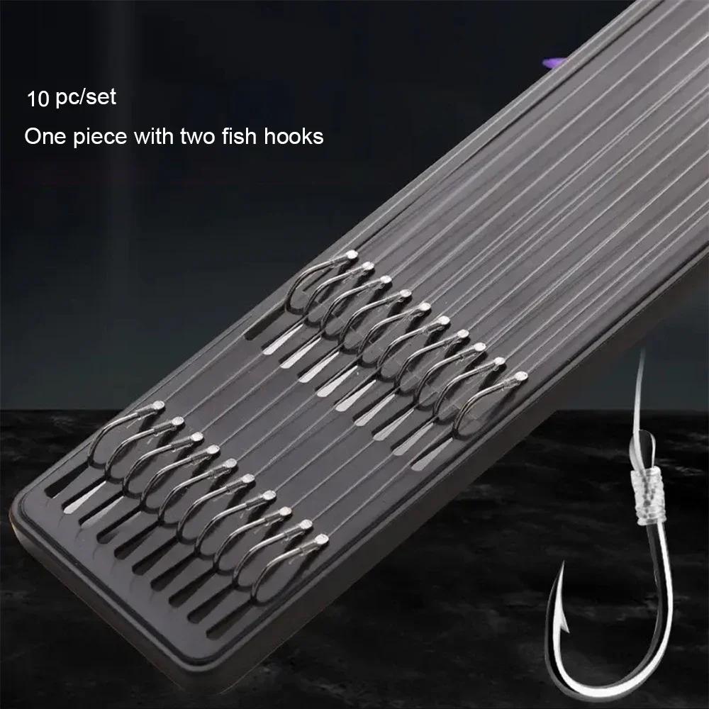

10pc/set Double Hooks Fishing With Line High Strength Thread and Swivels With Hooks for Carp Tackle Good Accessories Kit No 1