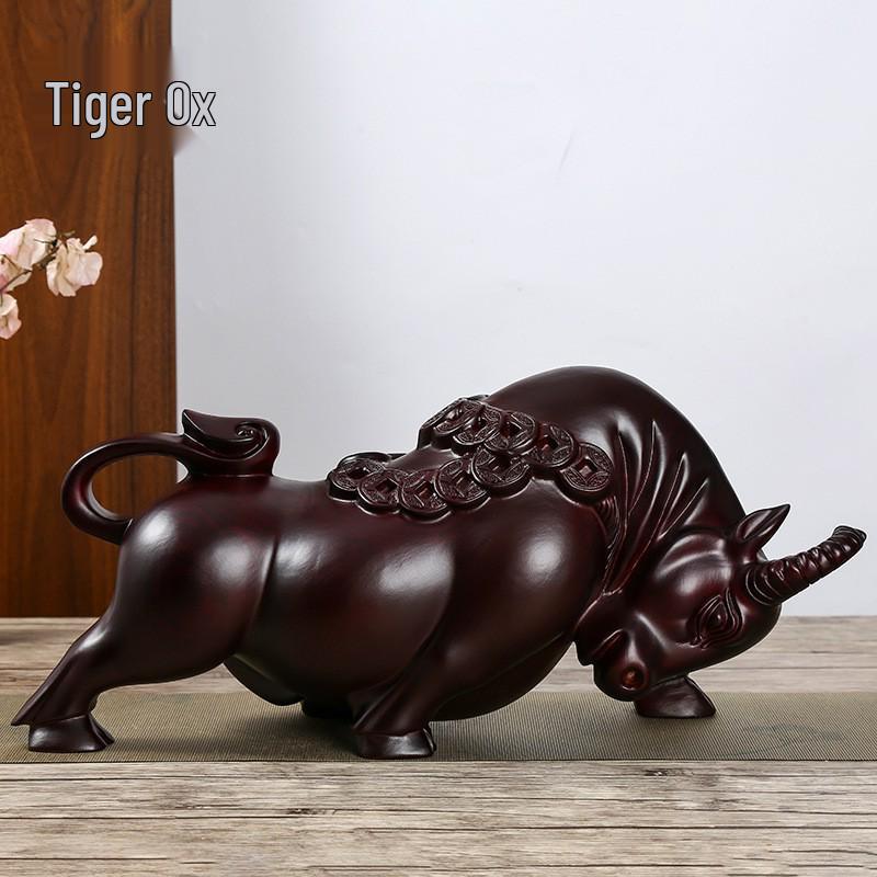 Ebony Zodiac Animal Statues - Hand-Carved Wooden Ornaments 