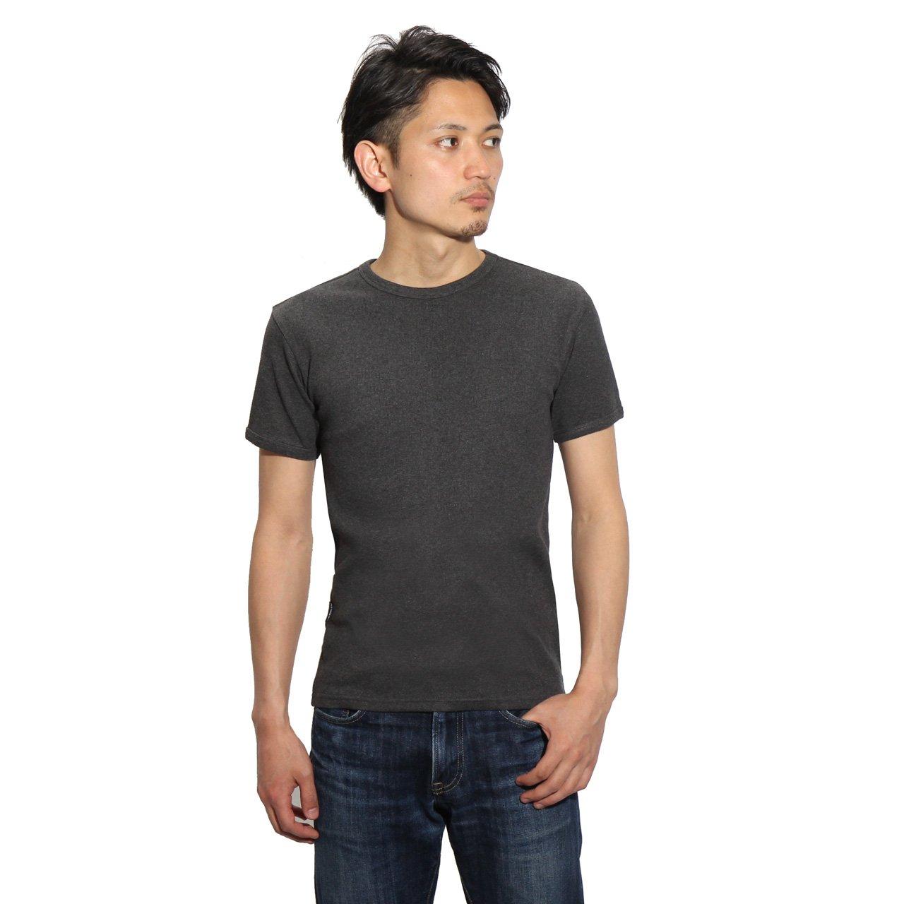 Avirex Daily Crew Neck Rib Short Size Charcoal T-Shirt, Sleeve, L,