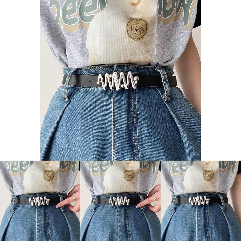 Trendy Womens Black Belt With Decorative Touches And Smooth Buckle For Summer Wear