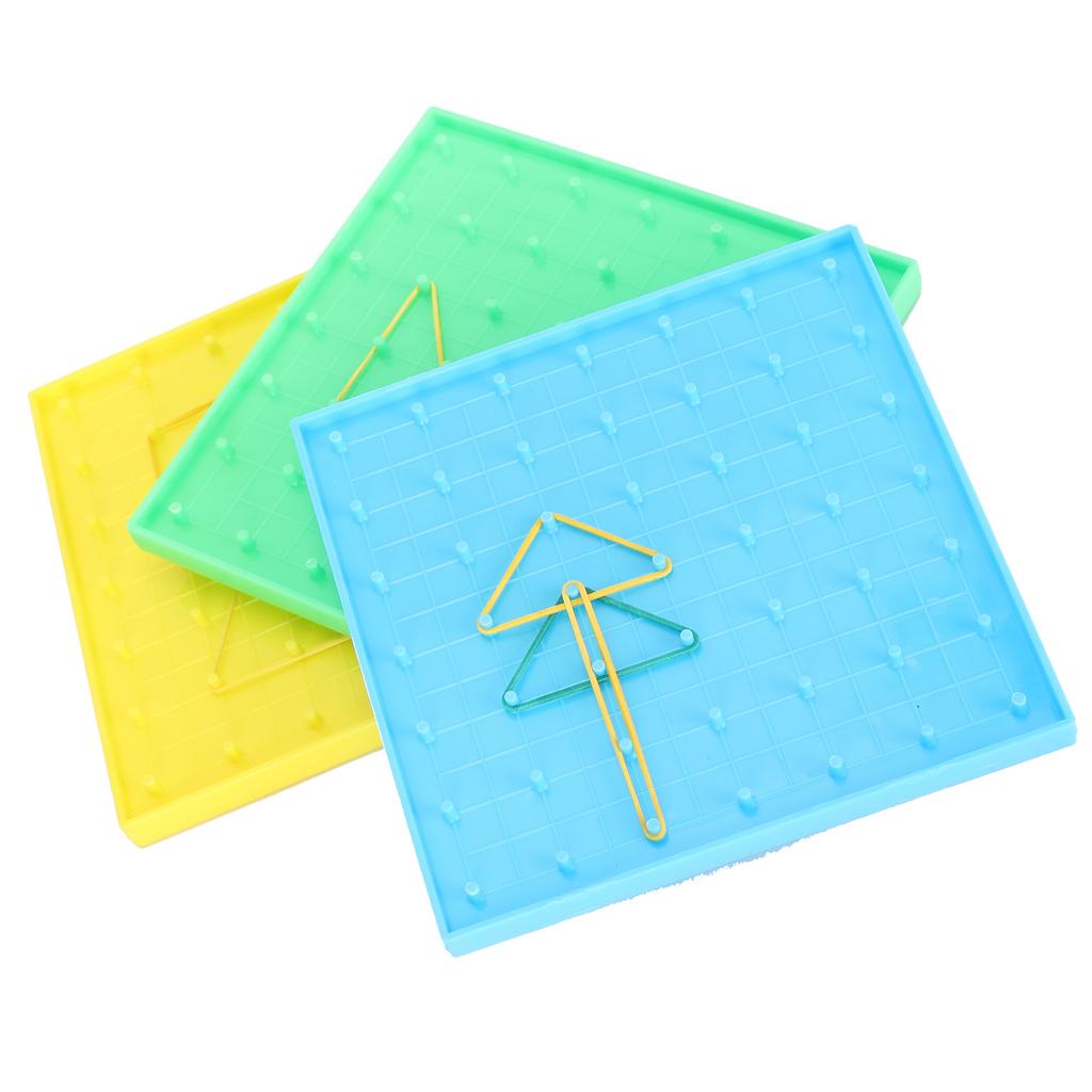 3Pcs Nail Board Toy Color Pegboard with Rubber Band Children Early Educational Puzzle Aids