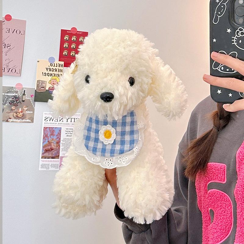 Simulation puppy doll cute teddy dog bib plush toy children's gift grab machine doll wedding