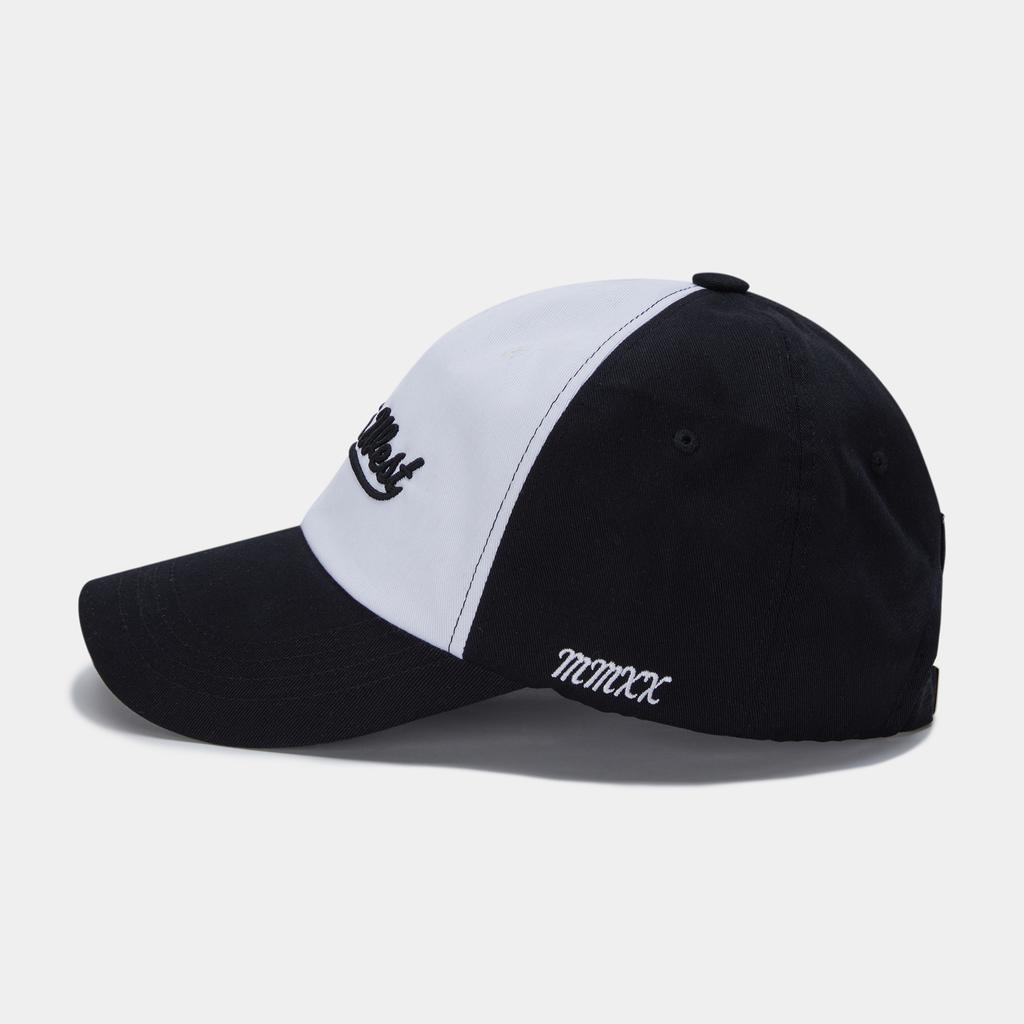 Jeimiweseuteu Retro Lettering Color Block Ball Cap (White)