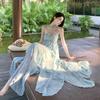 Summer Suspender Dress Women's Slim Temperament Dress Long Dress Tube Top Neck Floral Vacation Beach Dress