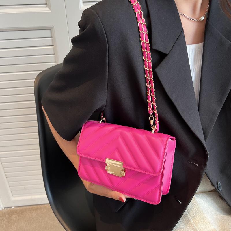 Tasche Damenmode Umhängetasche Internet-Berühmtheit beliebt super heiß Bonbonfarbe Kette kleine quadratische Tasche Nische gestreifte Umhängetasche Trend