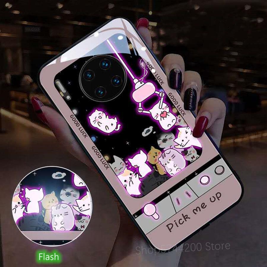 

Luxury Cartoon Logo For Huawei P30 P40 P20 Pro Mate 20 30 Pro Case Flash Lighting Shine Cover Music Control Luminous Honor 8X
