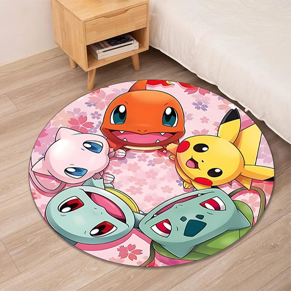 Pokémon Printed Round Rug Carpet Chair Rug Area Rug Entryway Doormats,for Office Chair Living Room Bedroom Kitchen Room.