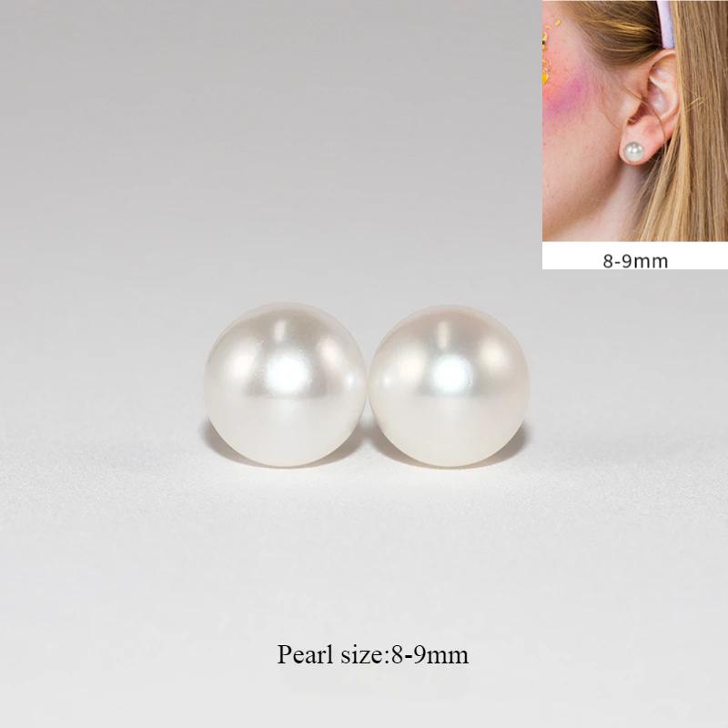 Trumium 100% 925 Silver Handpicked Freshwater Natural Pearl Stud Earrings for Women High Quality Simple Pearl Earring