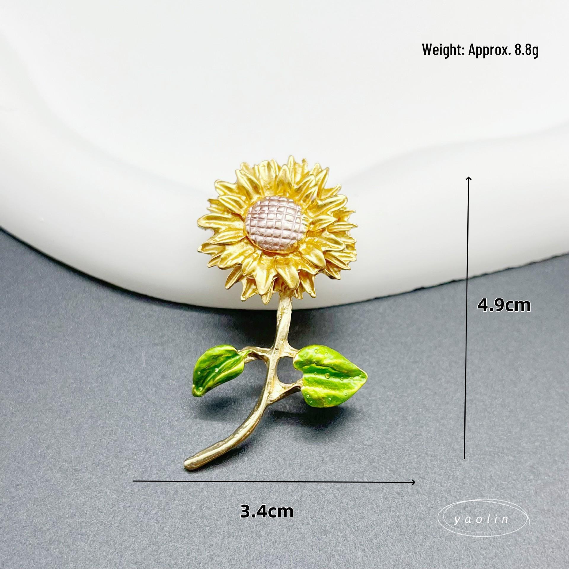 Ручная роспись Ретро Брошь-булавка для платка с подсолнухом