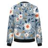 Damenmode Langarm Blumenprint Rundhals Reißverschluss Jacke