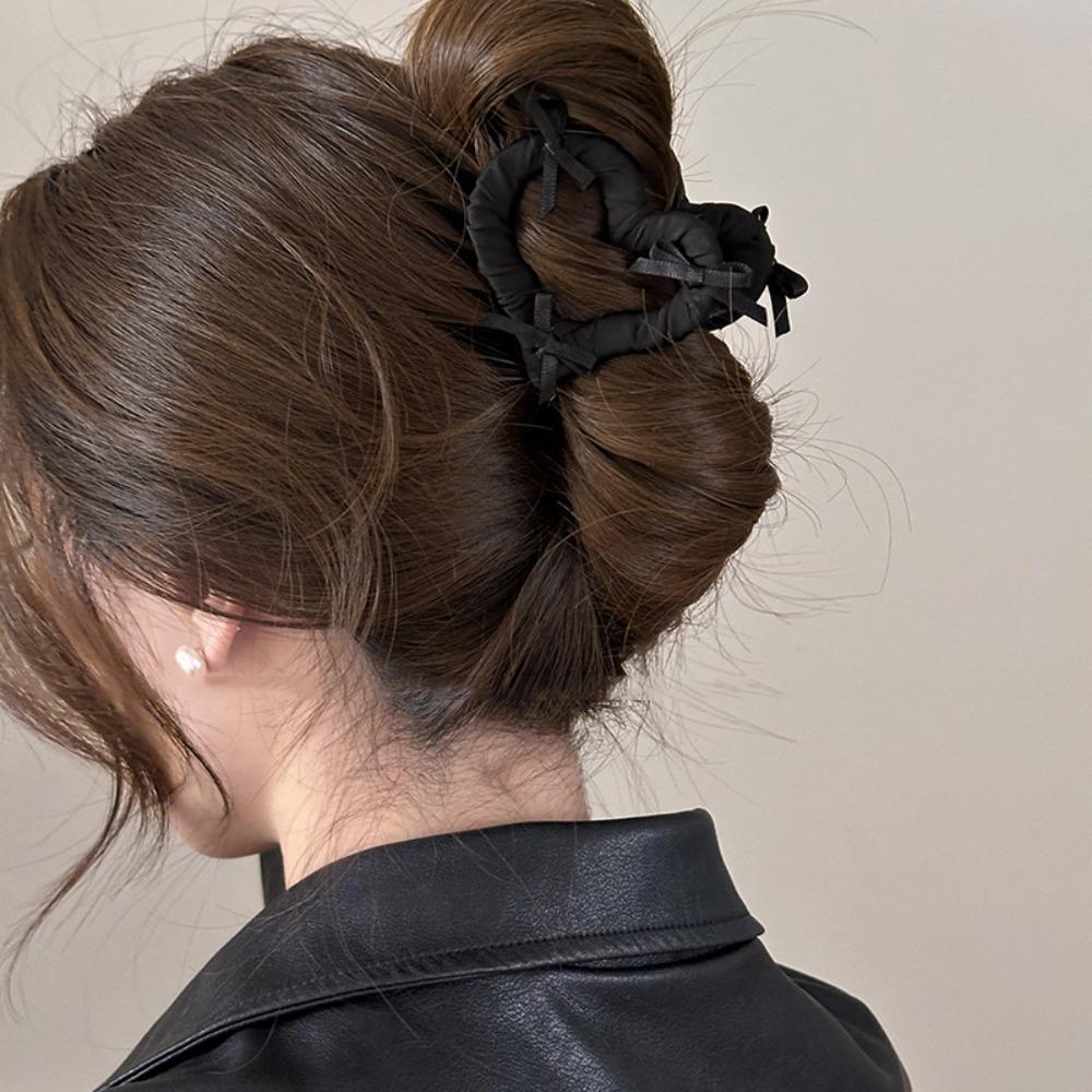 

Love Heart Shark Clip Cloth Back of Head Grab Clip Headdress Bow Hair Claw Daily фиолетовый