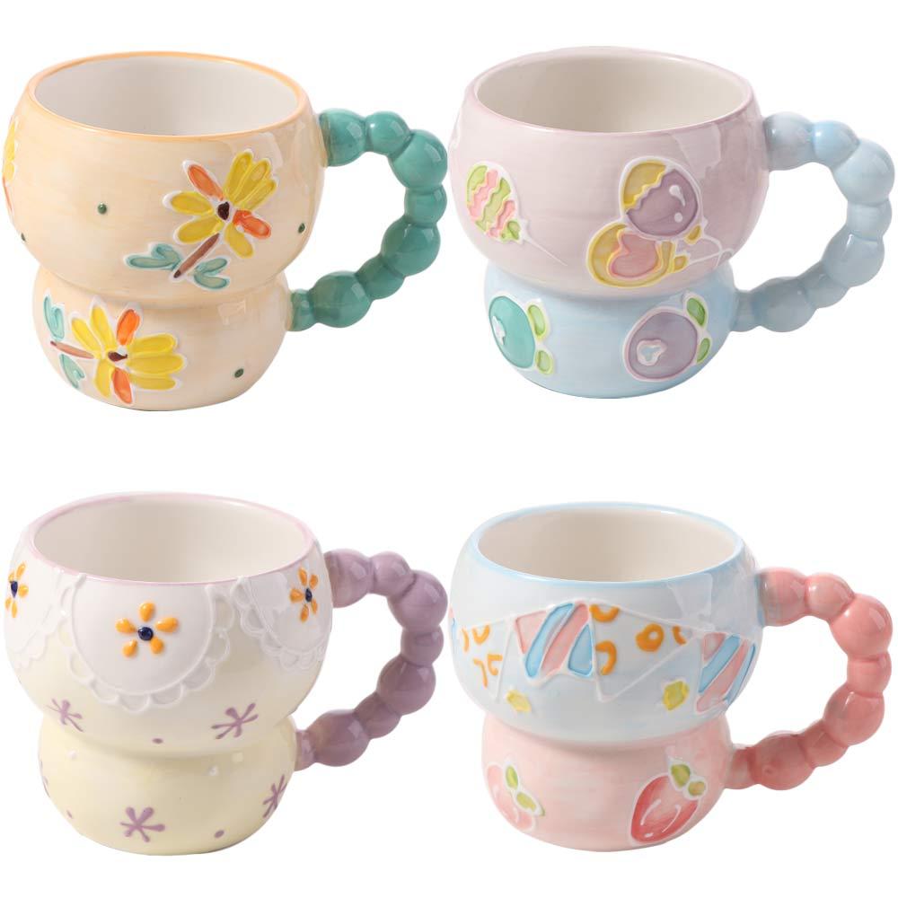 Hand Painted Ceramic Breakfast Cup Gourd Shape Coffee Mug Creative Oat Bowl Mug  Holiday Gift