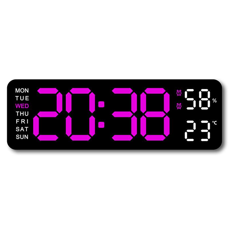 Multifunctional Rectangular Electronic Alarm Clock with Large Display - Wall-Mountable/Desktop Stand