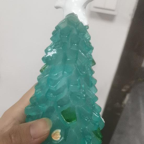 Seaglass Christmas Tree Decoration Blue Green Sea Glass Starfish Shell Ocean-themed Xmas Tree Figurine Holiday Resin Tree Desktop Ornament