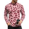 Men's Leopard Print Long Sleeve Crewneck Base Layer Shirt for Fall Winter Everyday Wear