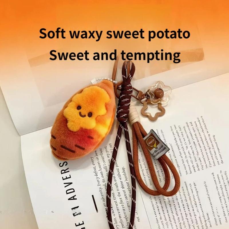Cute Plush Sweet Potato Keychain Soft Plush Doll Charm Wallet Hanging Ornament For Backpack Purse Keys